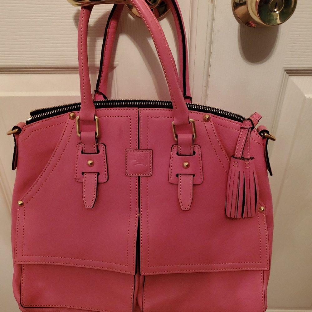 Leather satchel purse with cross body strap